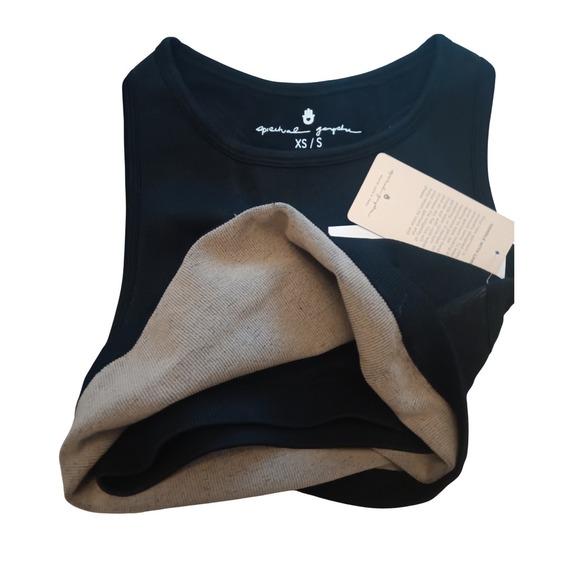 Spiritual Gangster Black Ribbed Racerback Crop Tank Top XS S Yoga Athletic - Picture 3 of 7